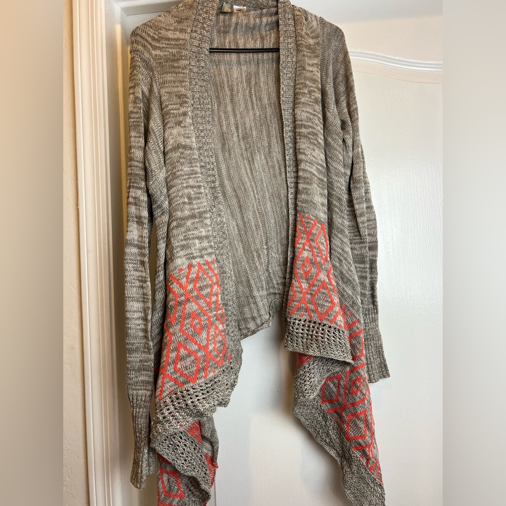 Grey patterned long cardigan